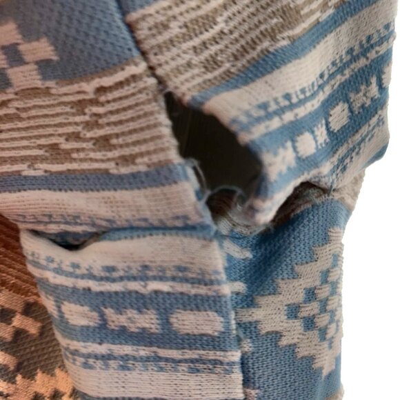 Vintage Lorac Originals Size L/XL? Blue Tan Textured Geometric S/S Sheath Dress - Picture 9 of 10